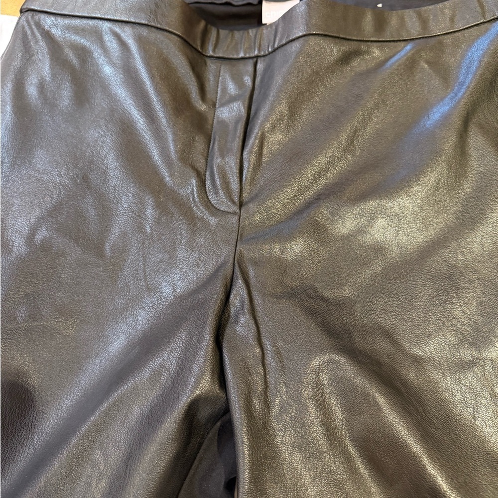 Chico’s Faux Black Leather Front Pants 3/16 Stretch Back-side - Picture 6 of 8